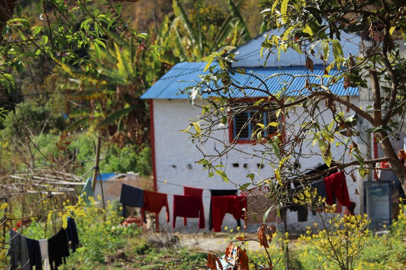 A country home on Pokhara hills Walking from World Peace Stupa to Pokhara