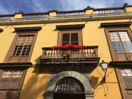 La Orotava balcony with poinsettias, Tenerife