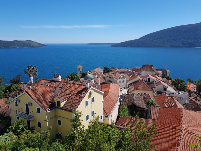Herzeg Novi old town and the Adriatic Sea Herzeg Novi old town and the Adriatic Sea