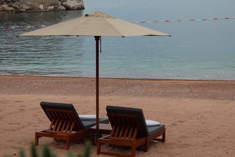 Sveti Stefan beach to the south of Budva Sveti Stefan beach to the south of Budva