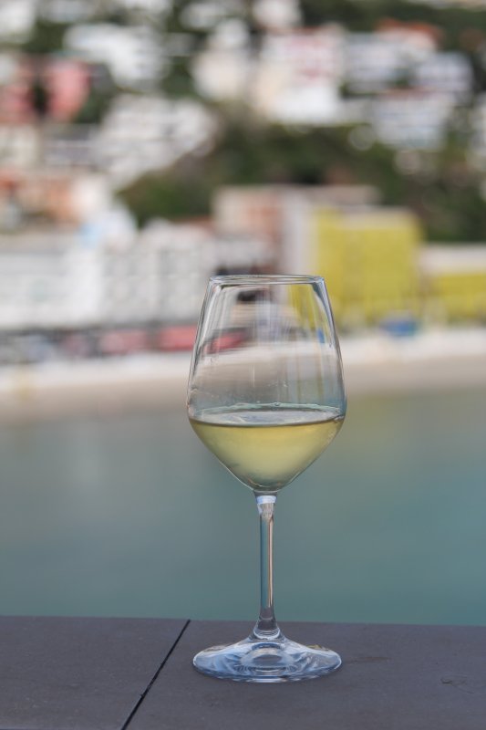 A glass of white wine in Ulcinj oldl town White wine in Ulcinj
