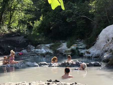 Bathing at Bagni San Filippo, Tuscany