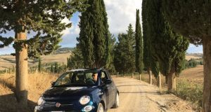 Driving along Tuscan country roads