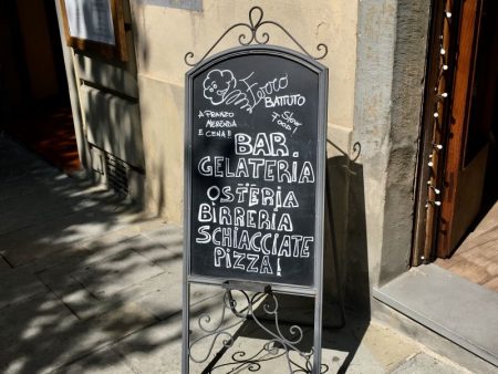 Italy by train and car, bar gelateria osteria