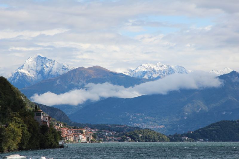 Lake Como and snow-capped mountains