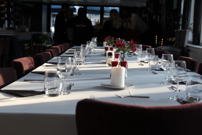 River cruising in Belgium and Netherlands: dinner table