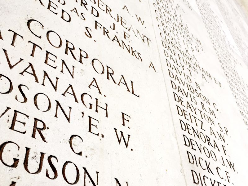 Soldier names, Yper, Belgium