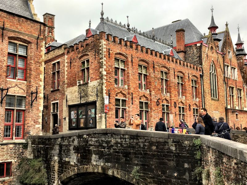 Tourists visiting Bruges, Belgium