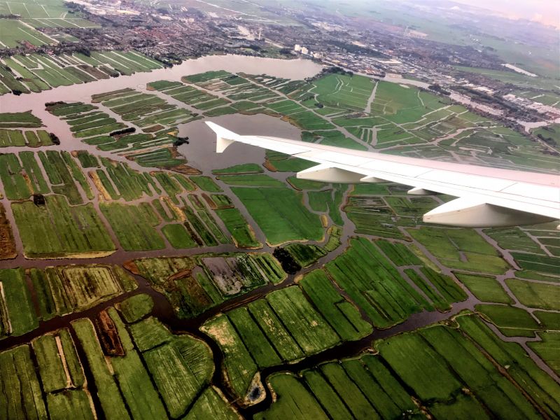 Dutch scenery when landing in Schiphol, Amsterdam