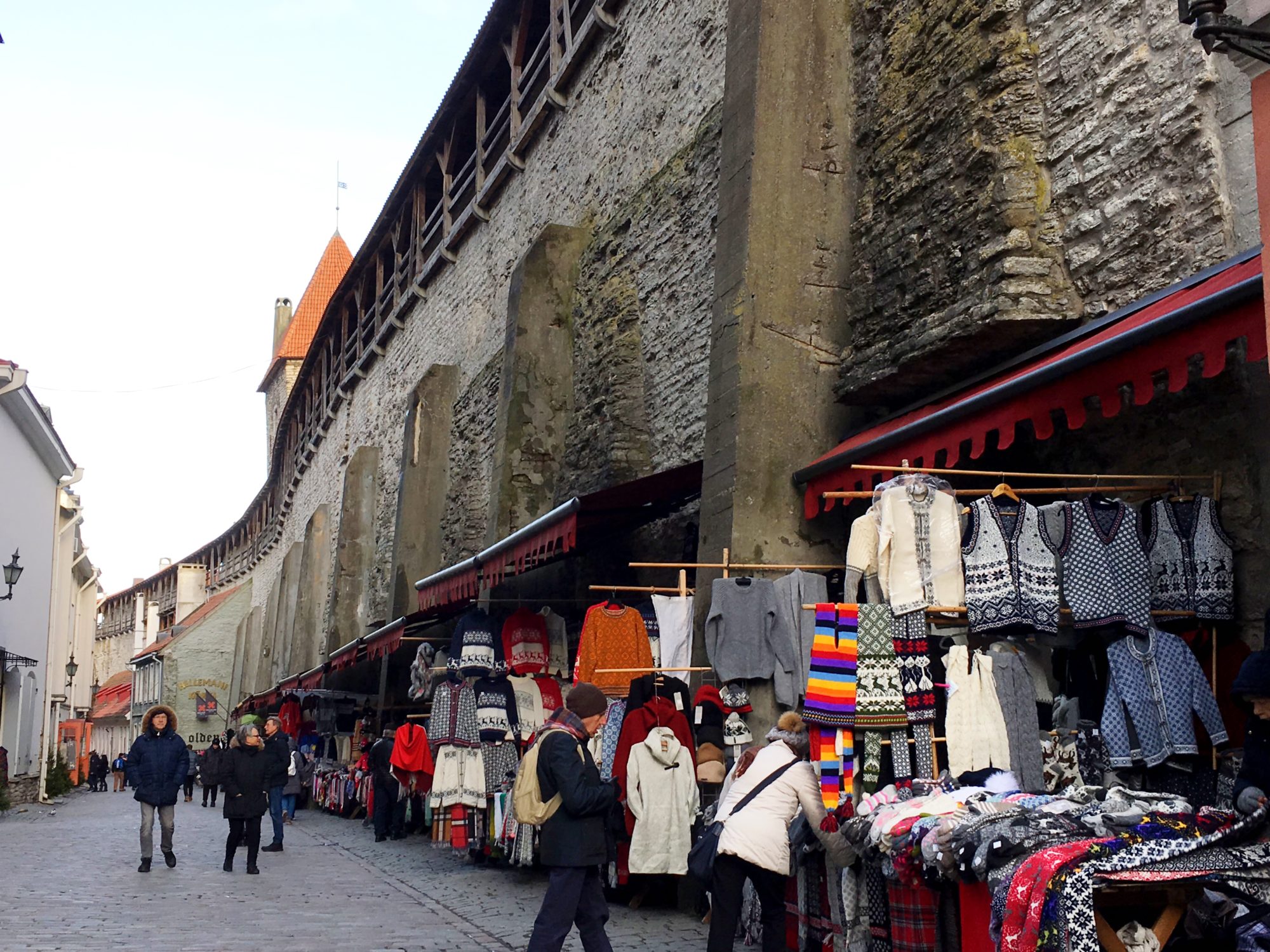 Tallinn town wall and Estonian knitwear