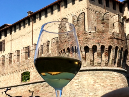 Italian white wine in Fontanellato, one of the prettiest towns of Italy