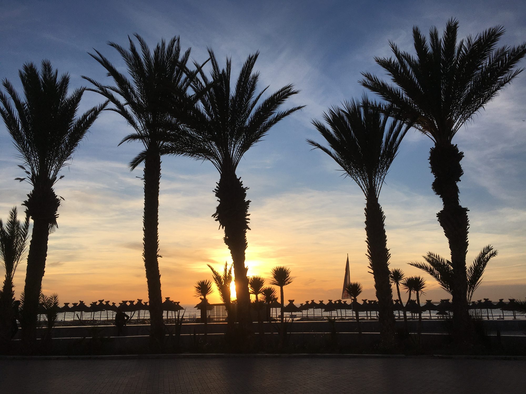 Agadir beach promenade at sunset Agadir beach promenade at sunset