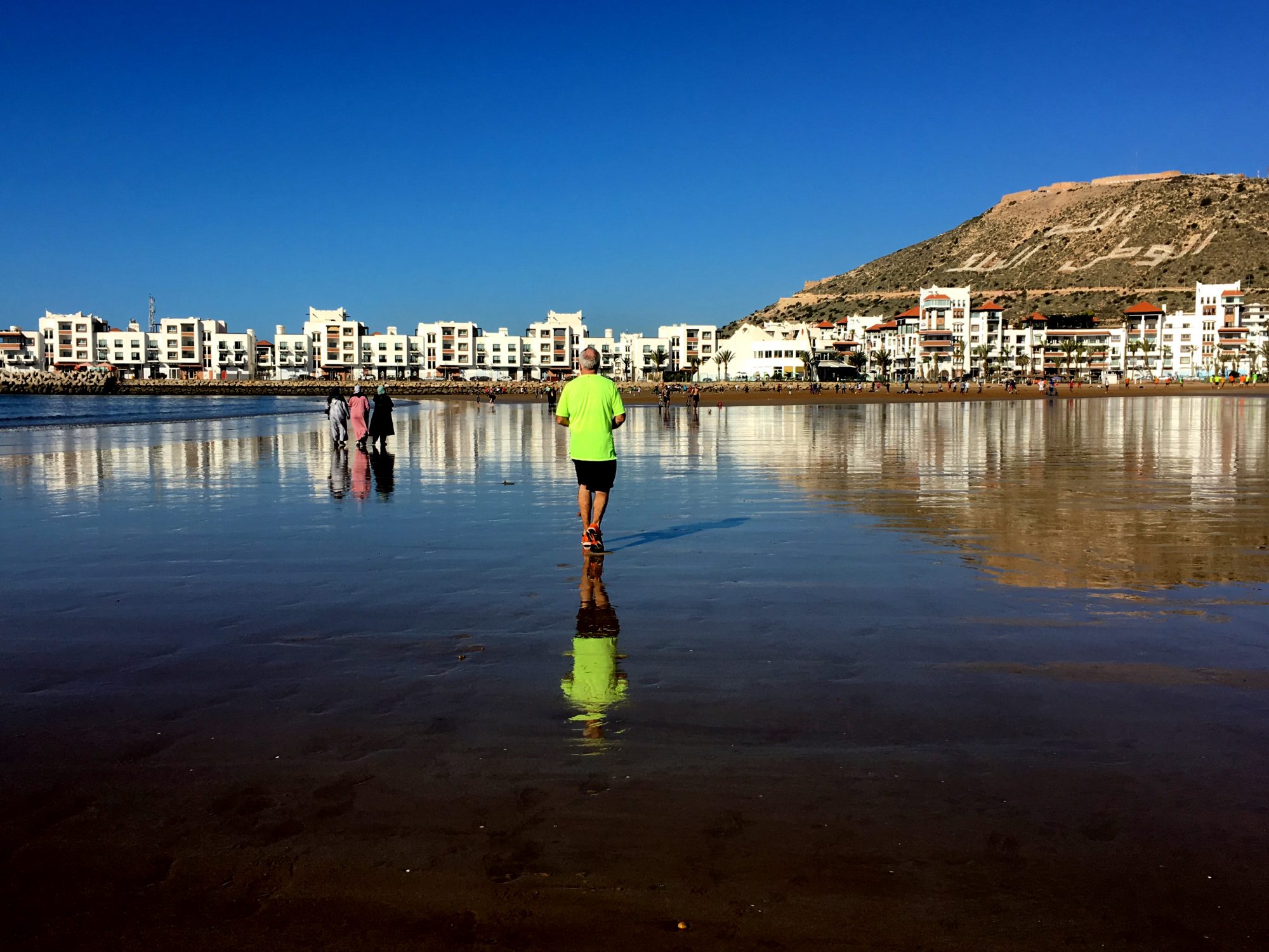 Jogging up and down Agadir's 9 km sandy beach Agadir, sand, sea and winter sun