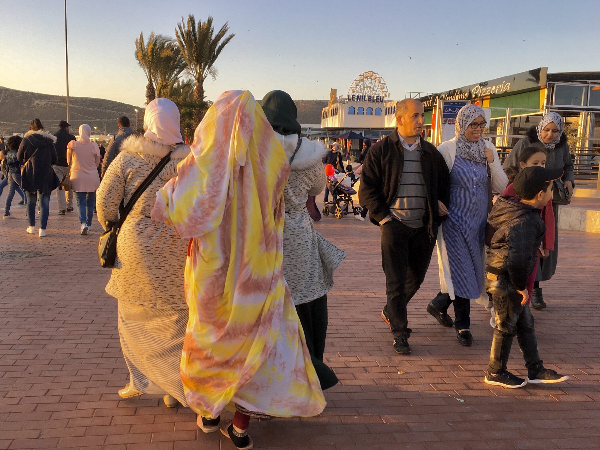 La Corniche d'Agadir, where the whole city meets in weekends Saturday evening on La Corniche d'Agadir