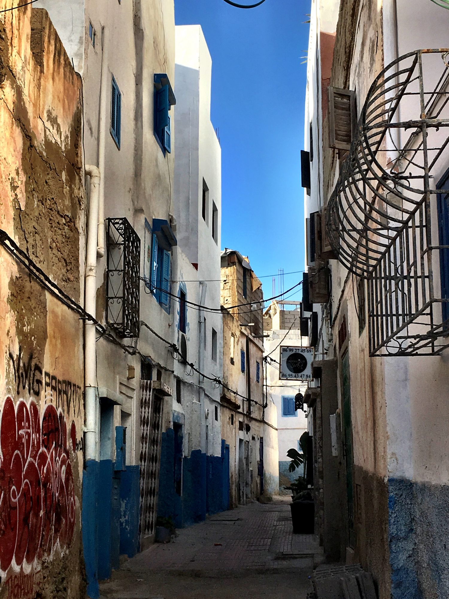The blue and white Moroccan fishing village of Taghazout The blue and white Moroccan fishing village of Taghazout