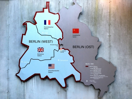 Checkpoint Charlie location and Berlin sectors