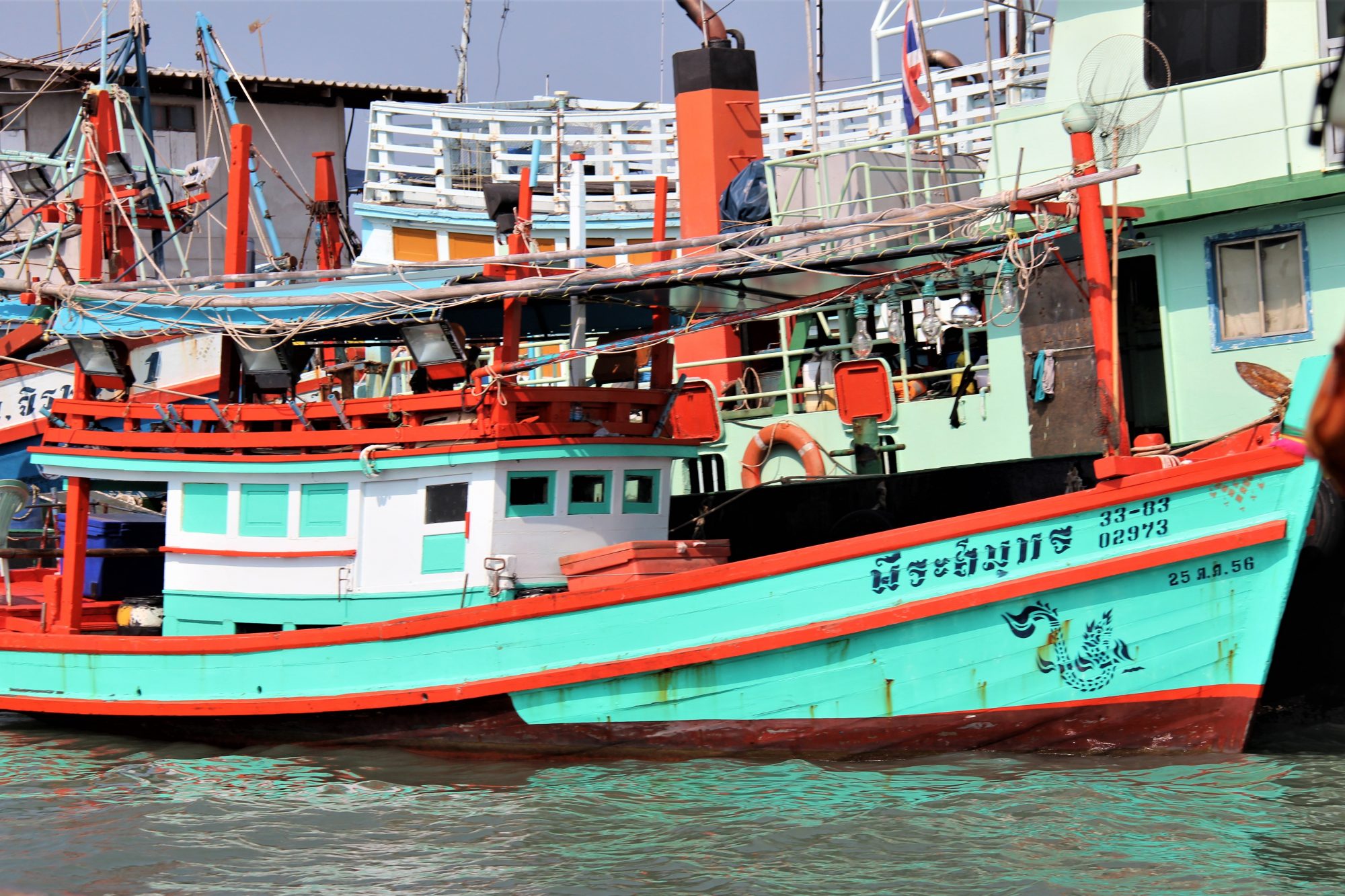 Ko Samet ferry from Ban Phe, fishing village built on poles