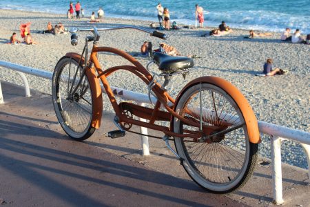 Bike on the beach, Nice, France