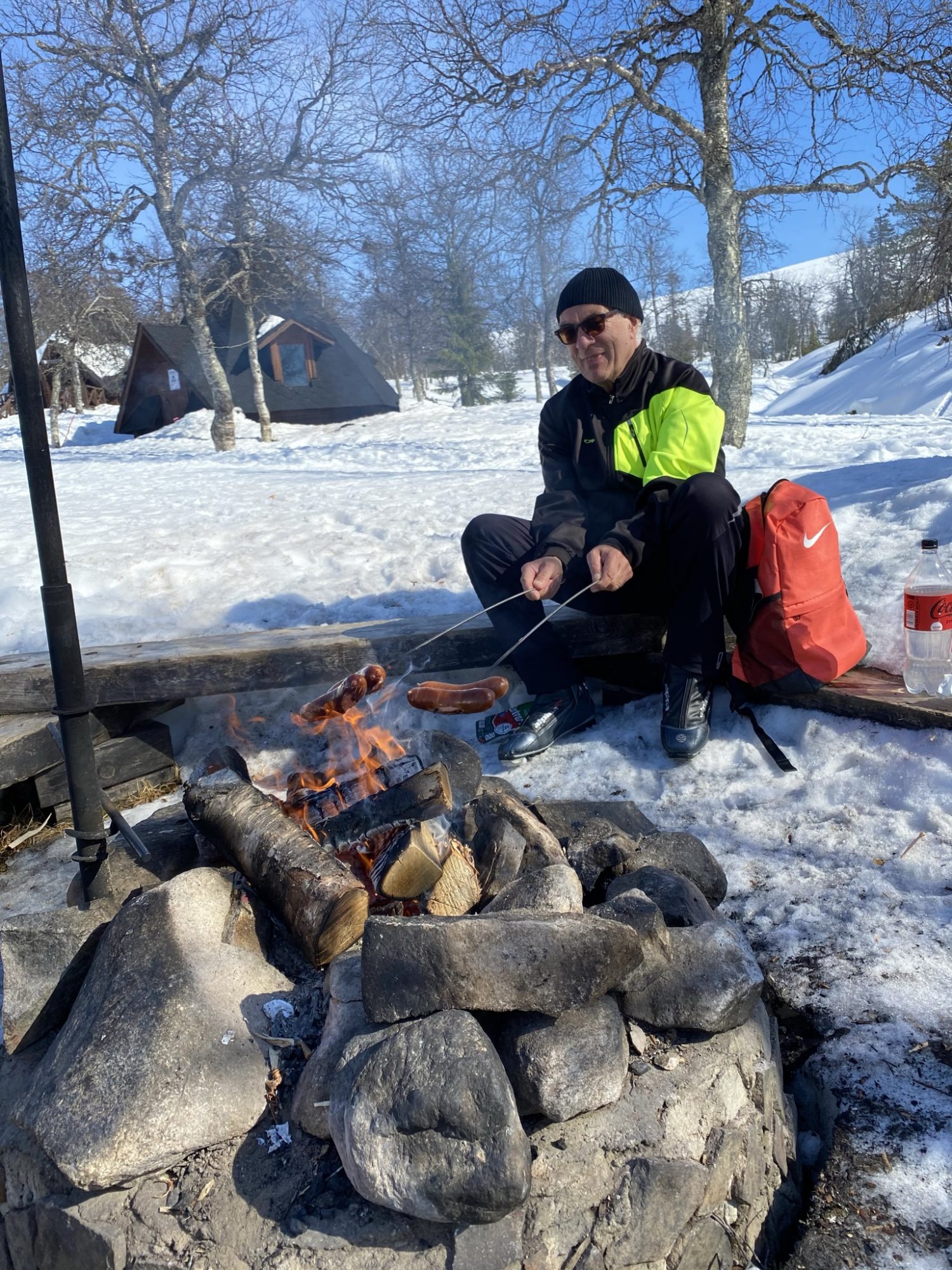 Preparing lunch in Lapland wilderness