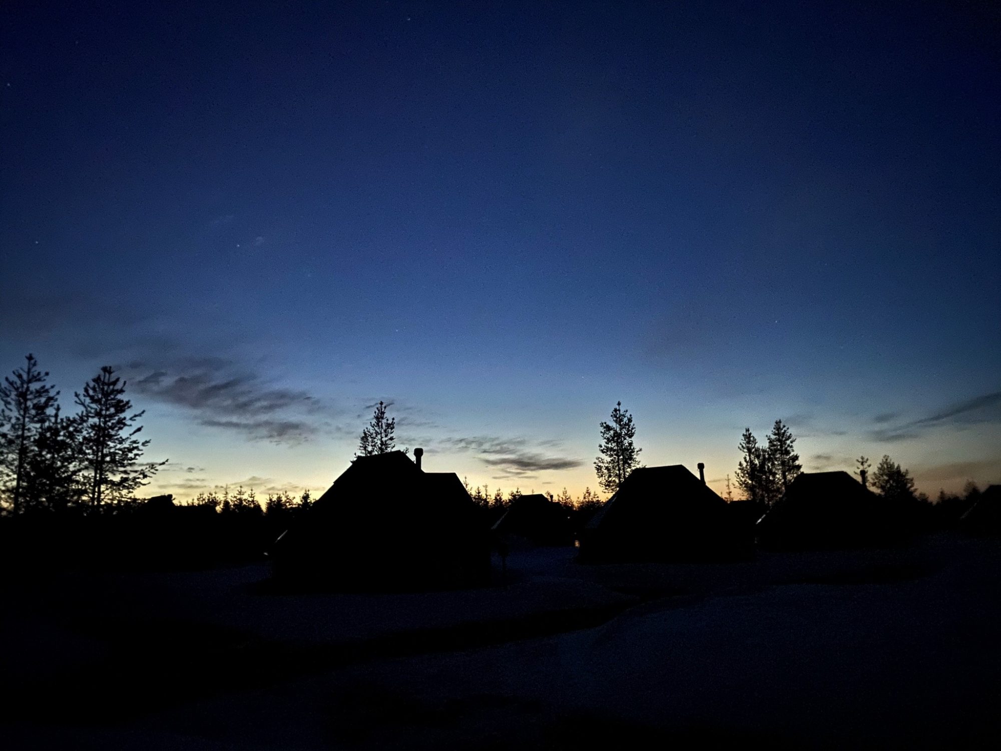 Northern Lights Village Levi after sunset
