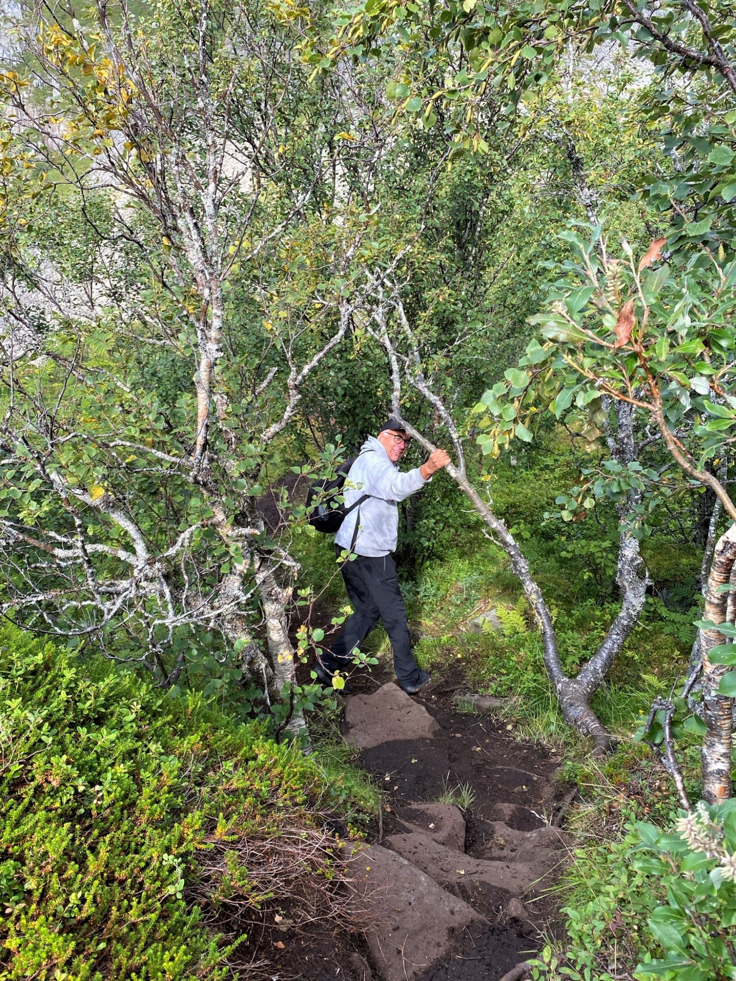 Hiking a muddy Lofoten trail