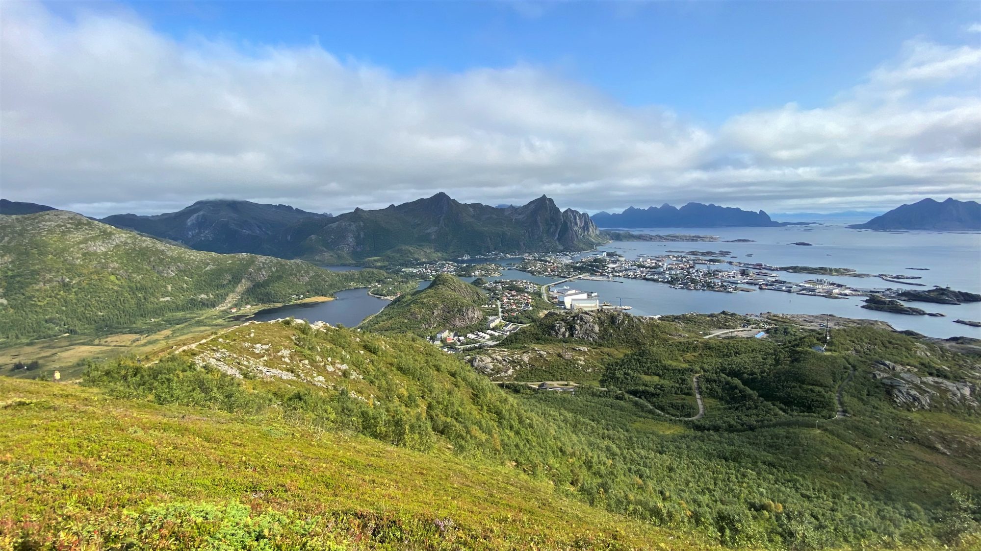 View from Tjeldbergtinden towards Svolvaer